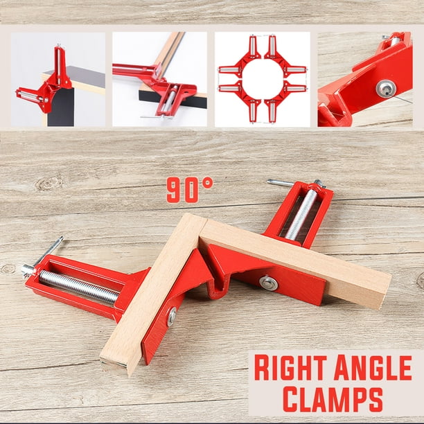 4pcs 90 Degree Right Angle Miter Corner Clamp 3" Capacity Picture Frame Jig Red